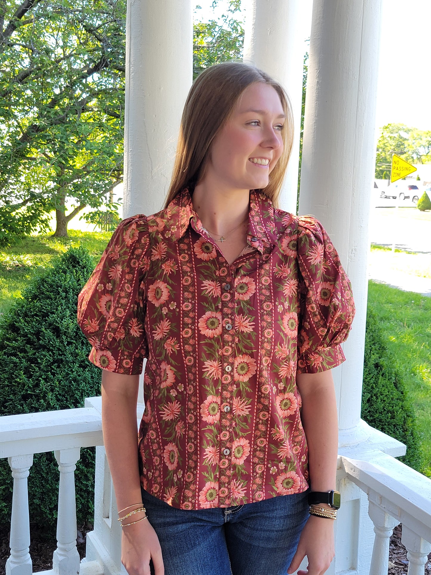 Burgandy Floral Entro Top