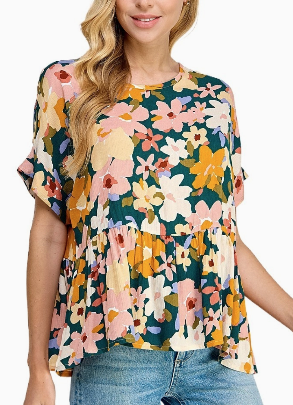 Vanilla Monkey Floral Baby Doll Top