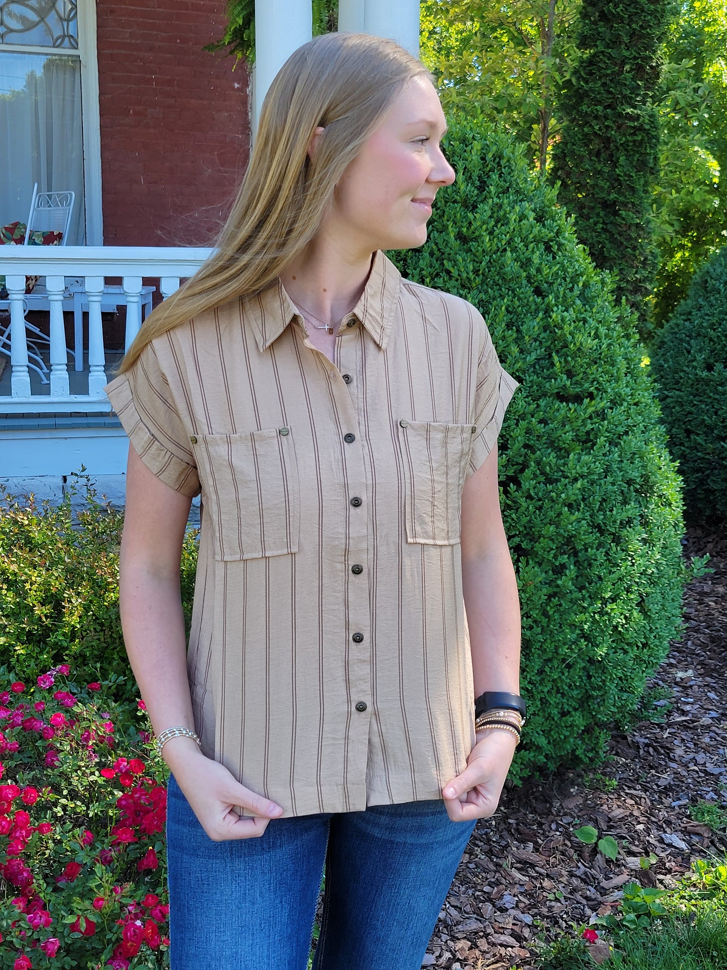 Blue Pepper Stripe Top