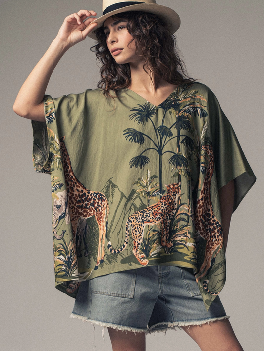 Olive Urban Daisy Safari Top, One Size Fits All