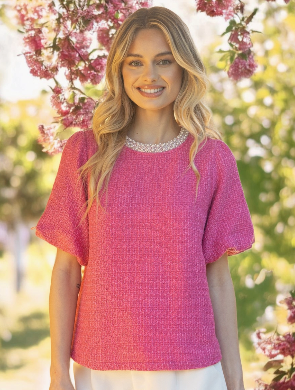Voy Pearl Trim Top