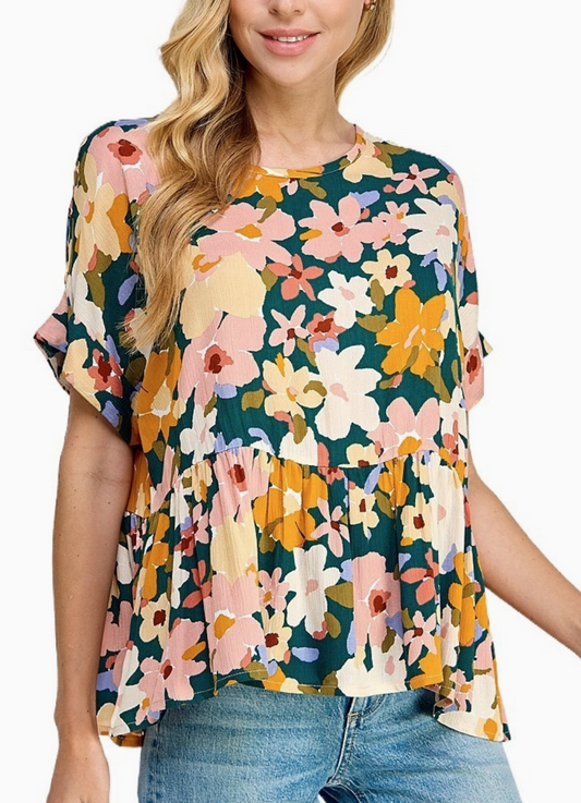 Vanilla Monkey Floral Baby Doll Top