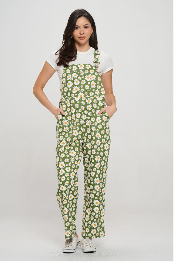 Blooming Daisy Print Overalls