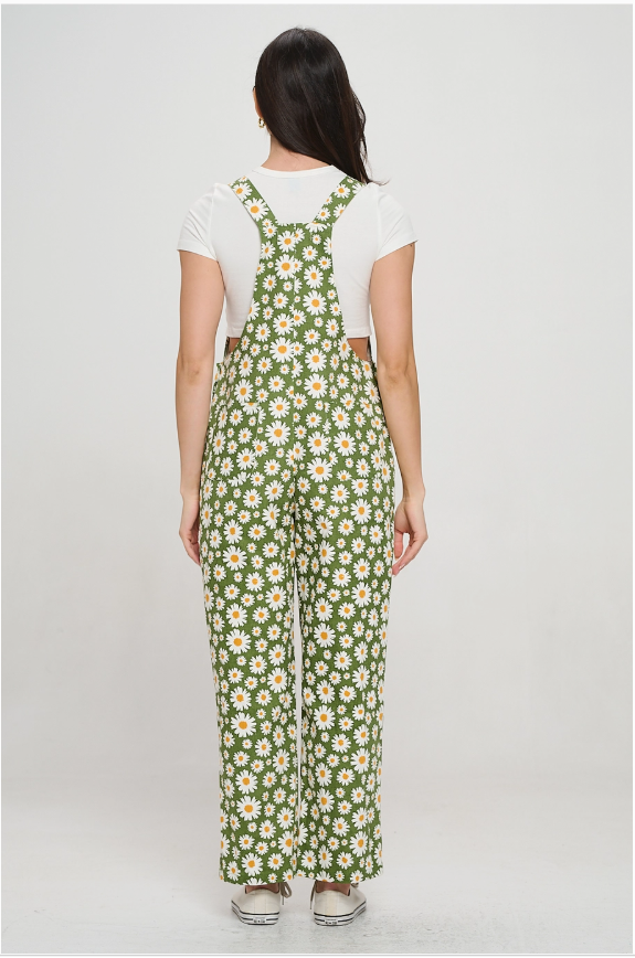 Blooming Daisy Print Overalls