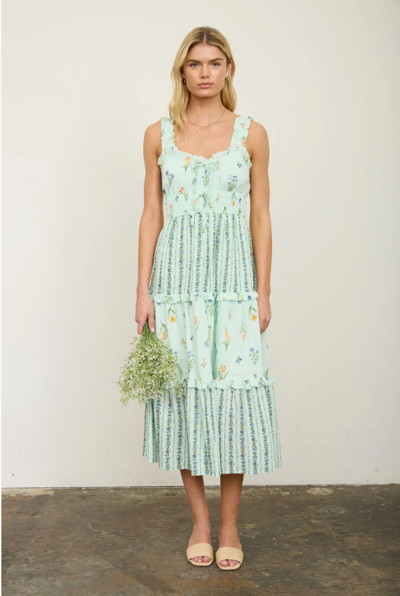 Floral Ruffled Tiered Midi Dress
