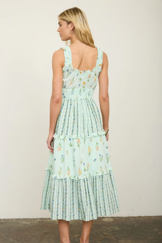 Floral Ruffled Tiered Midi Dress