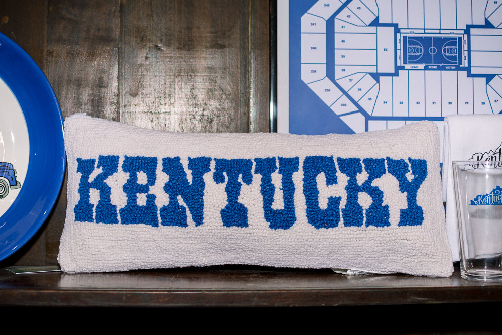 Lumbar Style Hook Pillow in Blue and White